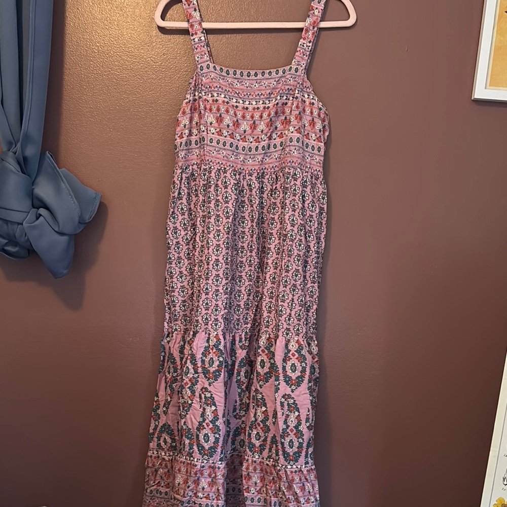 Bohemian Pink and Blue Maxi Dress